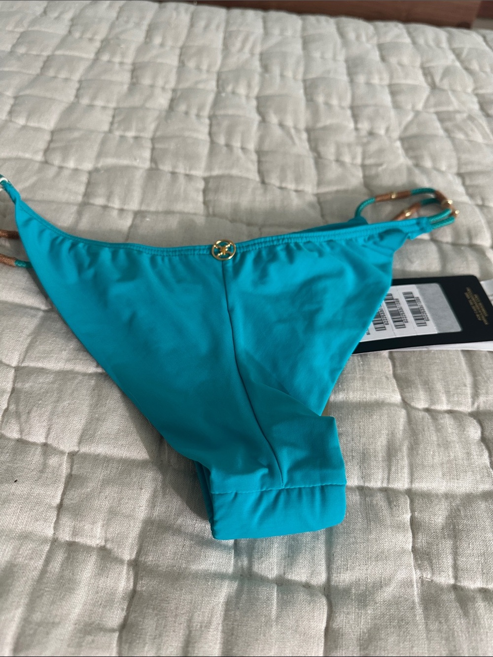 Vix Teal Bikini Bottom with Gold-Tone Rope Accents - Picture 5 of 6